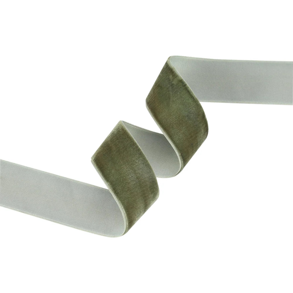 1" Reversible Classic Velvet Ribbon | Olive | 10 Yard Roll