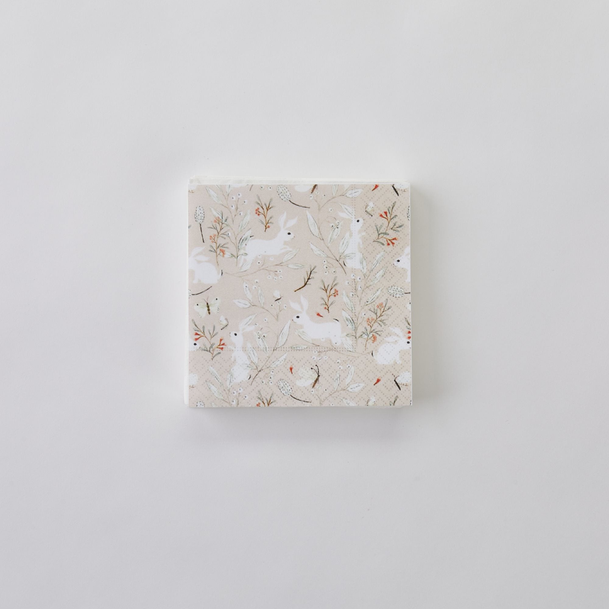 Frolicking Bunnies Beverage Napkin Blush