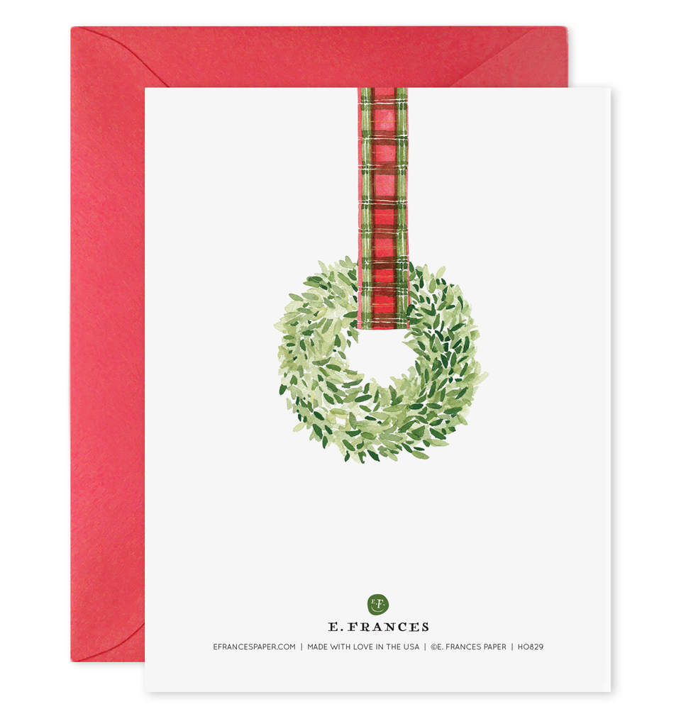 Plaid Ribbon Wreath | Christmas Cards (Boxed Set of 6)
