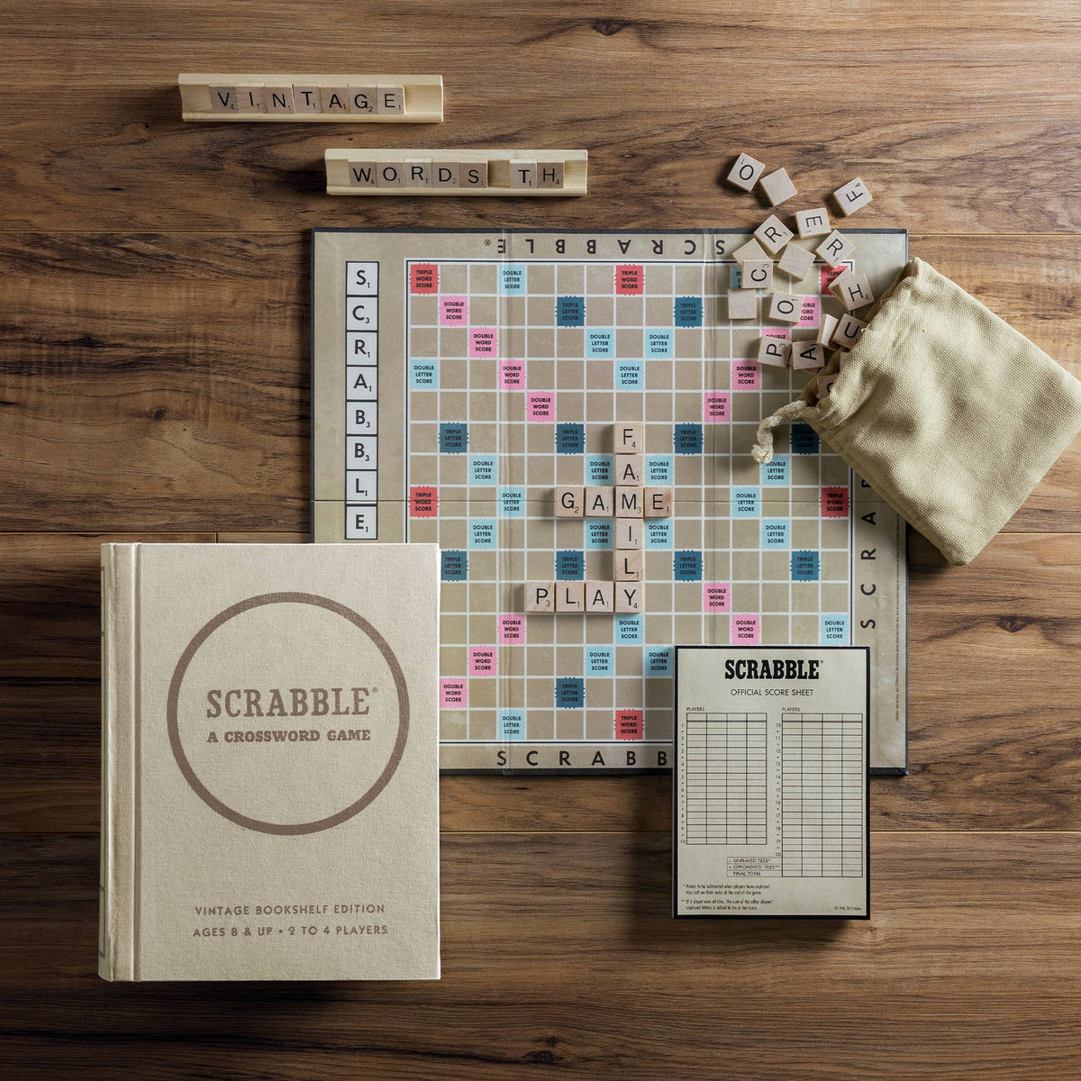 SCRABBLE Vintage Bookshelf Edition – Classic Word Board Game