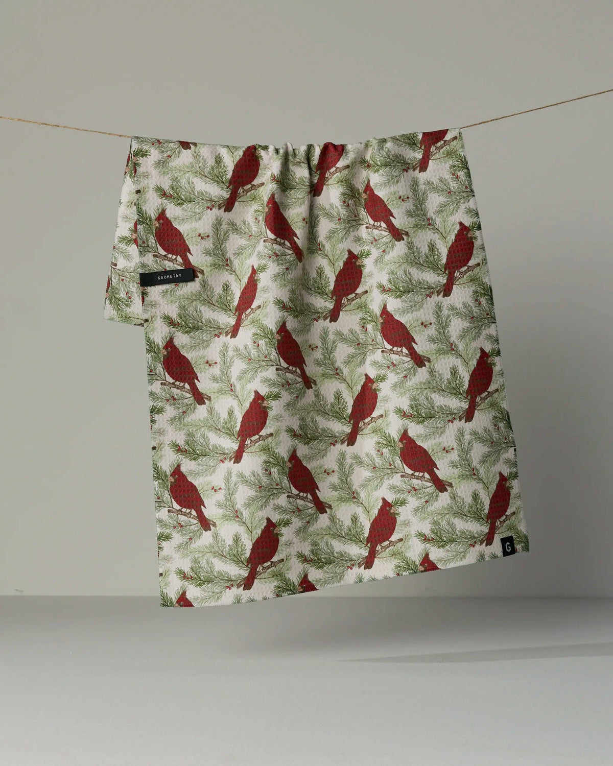 Winter Crimson Luxe Geometry Kitchen Towel