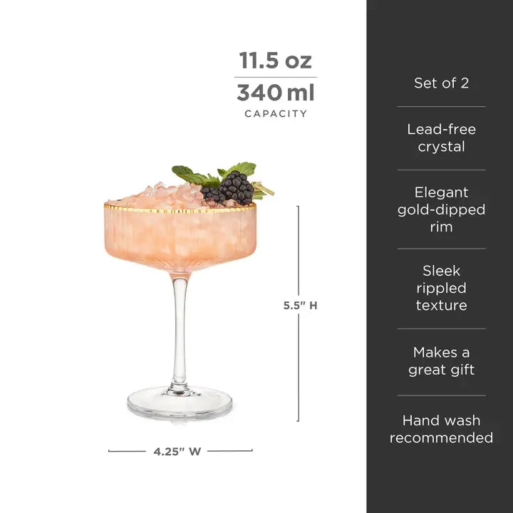 Deco Meridian Gold-Rimmed Crystal Coupe Glass