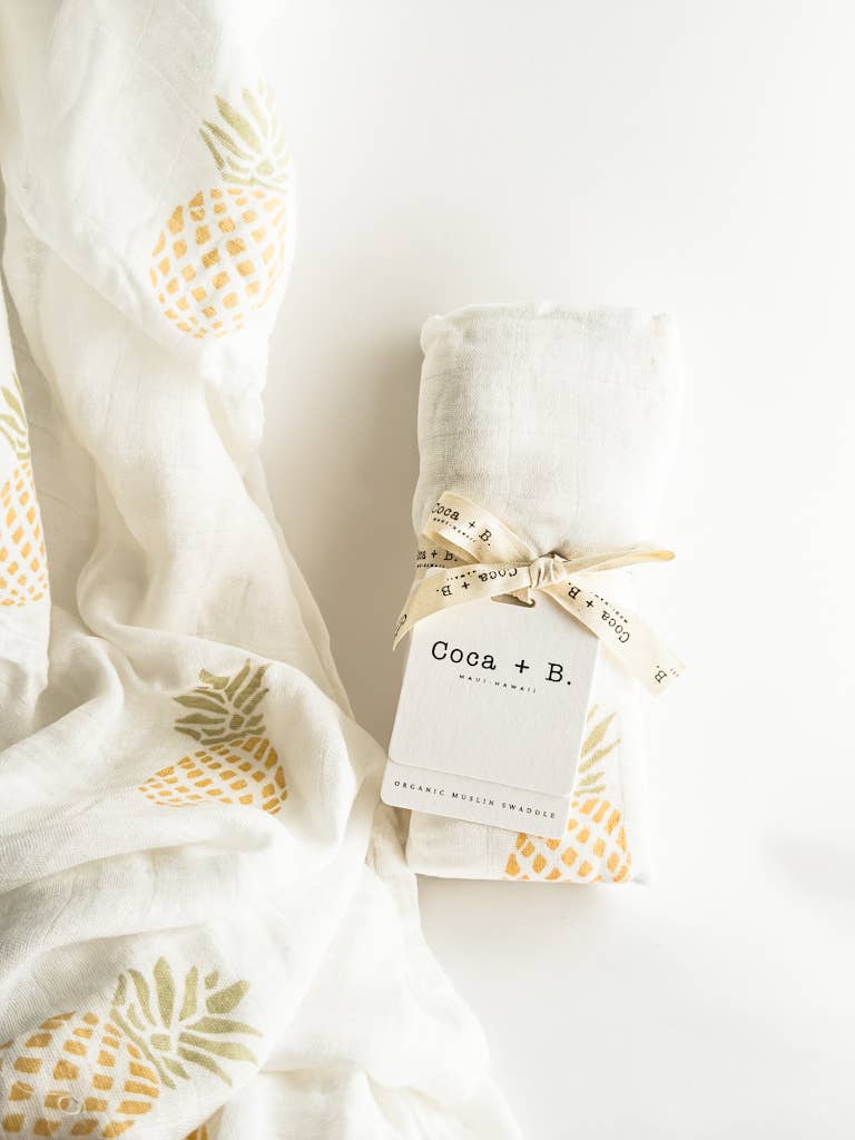 Pineapple Organic Baby Swaddle | Tropical Nursery Decor