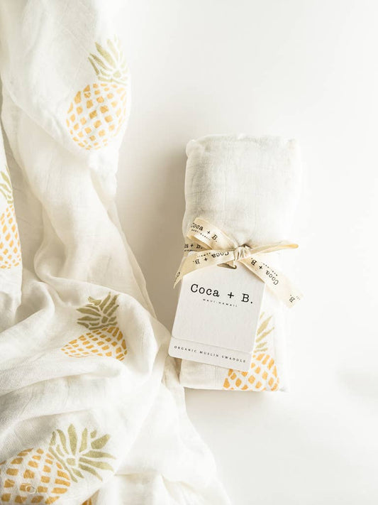 Pineapple Organic Baby Swaddle | Tropical Nursery Decor