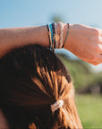 "Protect" Beachy Blues and Sands with Whale Charm Hair Tie Bracelets