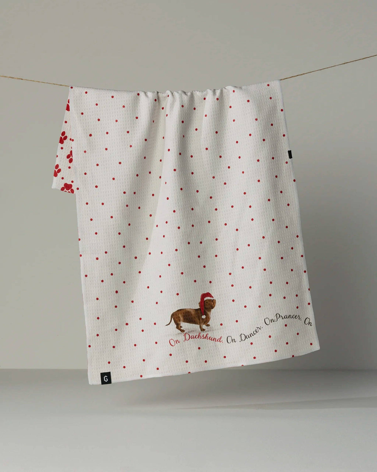 Dachshund Dash - Geometry LUXE Double-Sided Kitchen Tea Towel - Holiday 2026