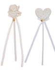 Magic Wand for Kids | White Fairy Wand with Lace Trim (Heart, Star & Flower)