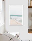 Neutral Summer Photo. Blue Ocean Waves, Sandy Beach