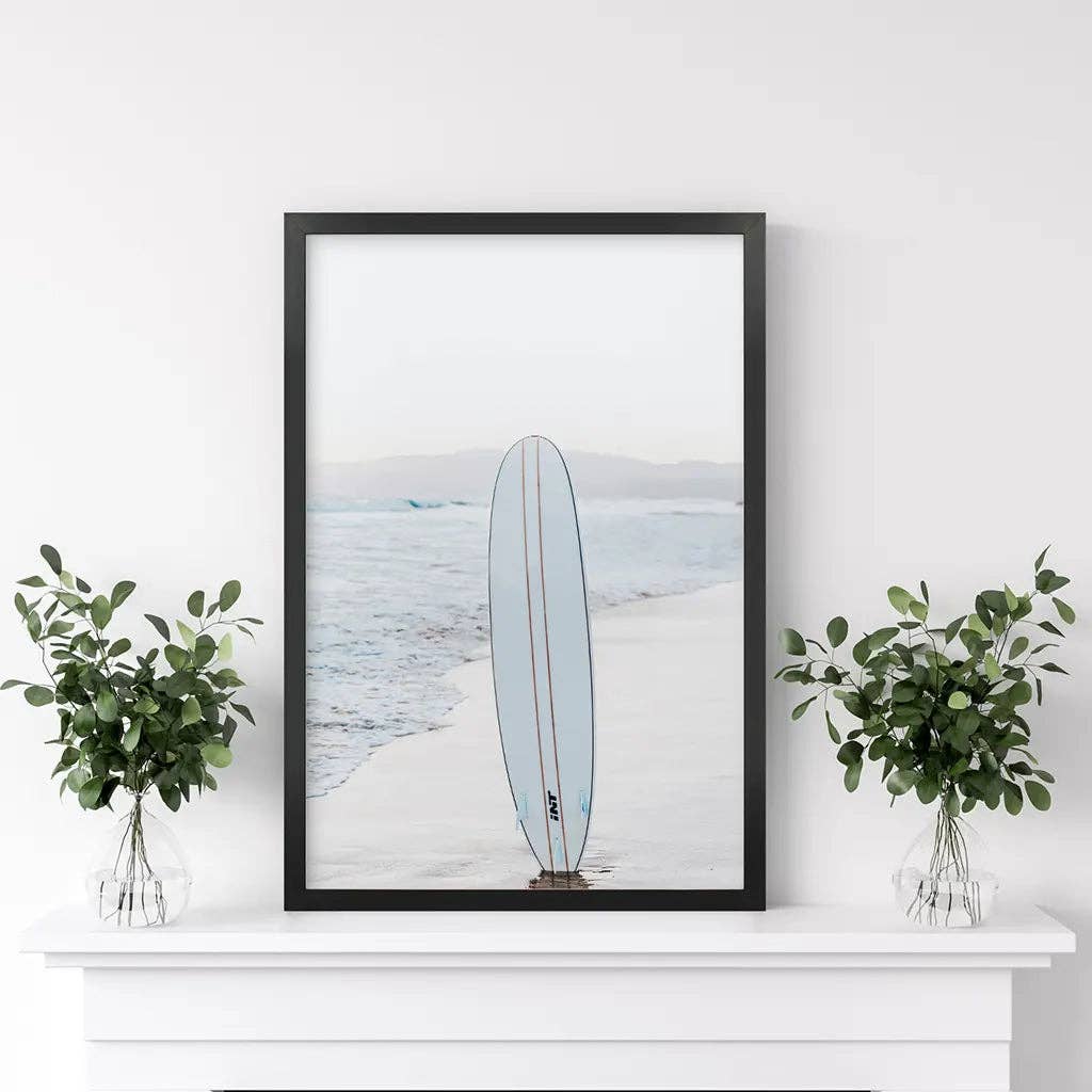 Blue Surfboard Print. Ocean Beach Wall Art: 16x20 inches / Print - unframed