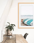 Colored Surfboards on The Beach. Ocean Surfing Print
