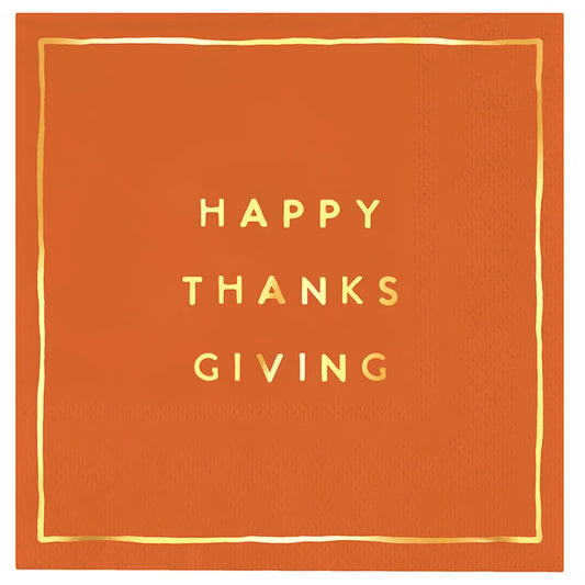 Ceramic Napkin Tray + Napkins - Happy Thanksgiving