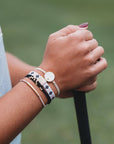 "Drive" Black and Cream Hair Tie Bracelets with Removable Ball Marker