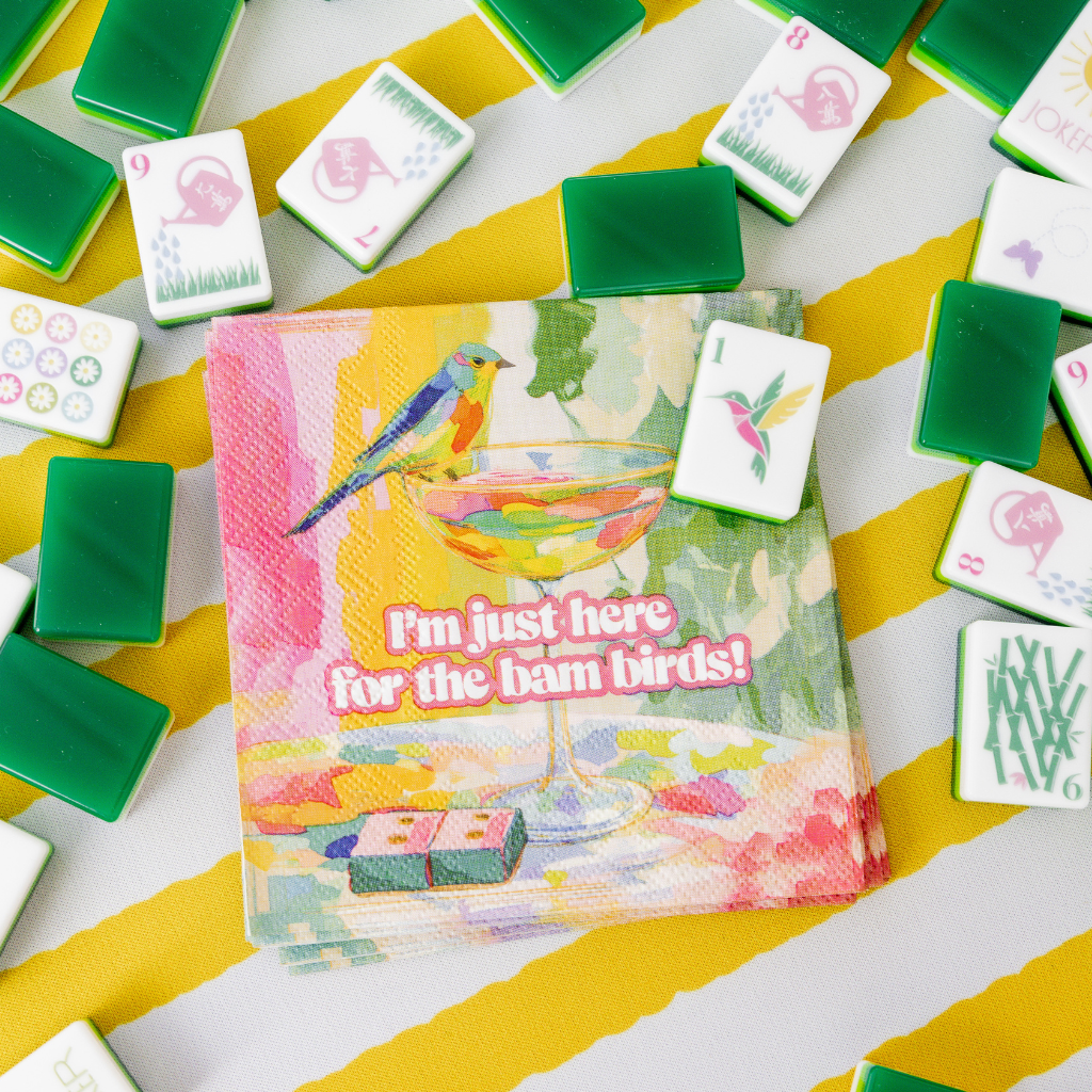Mahjong Bam Birds Paper Beverage Napkins