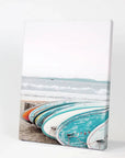 Colored Surfboards on The Beach. Ocean Surfing Print