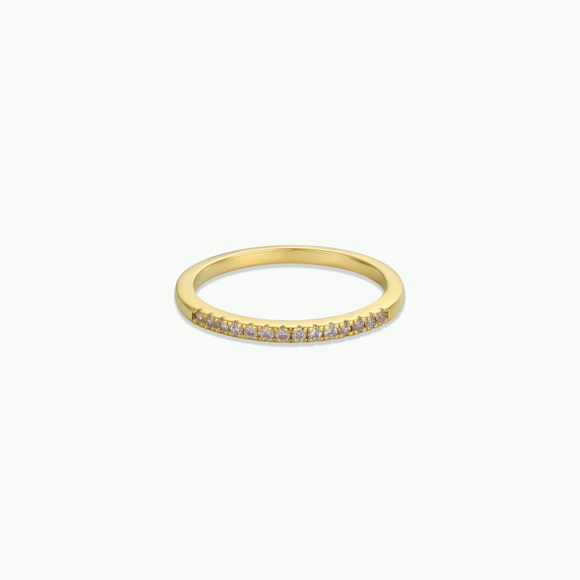 Gold Rings - Half Pave - White CZ