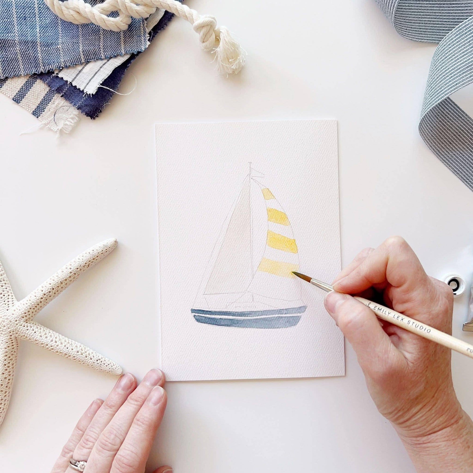 Seaside paintable watercolor notecard set