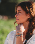 "Protect" Beachy Blues and Sands with Whale Charm Hair Tie Bracelets