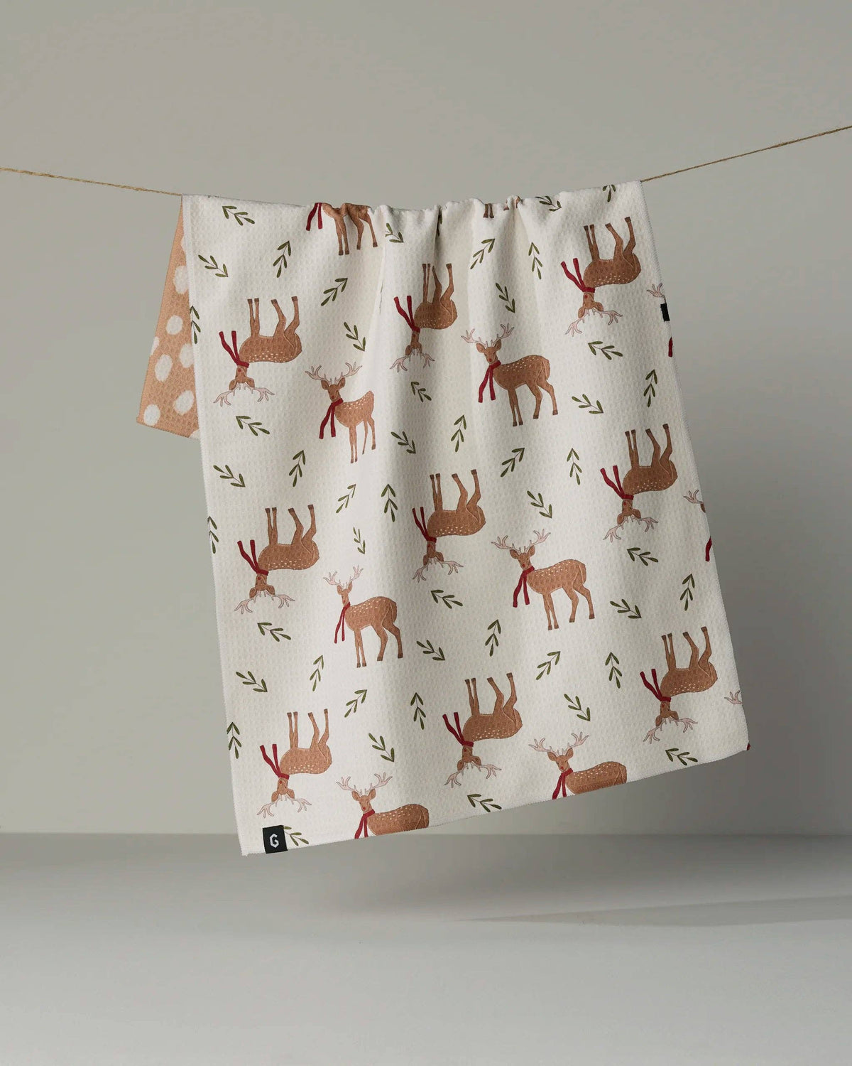 Winter Reindeer - Geometry LUXE Double-Sided Kitchen Tea Towel - Holiday 2026