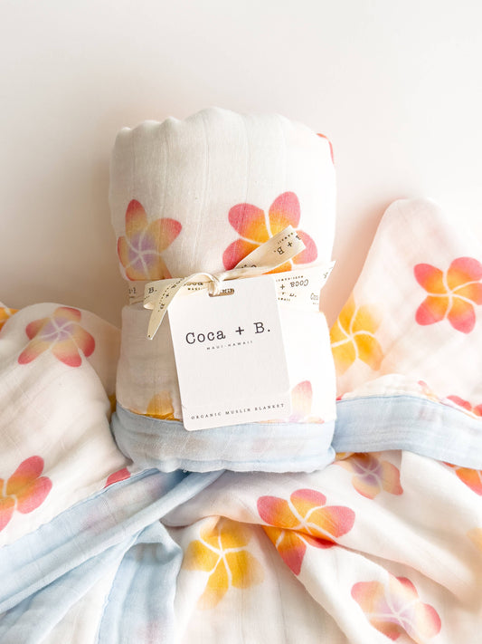 Tropical Hawaiian Floral Print Organic Bamboo Blend Blanket