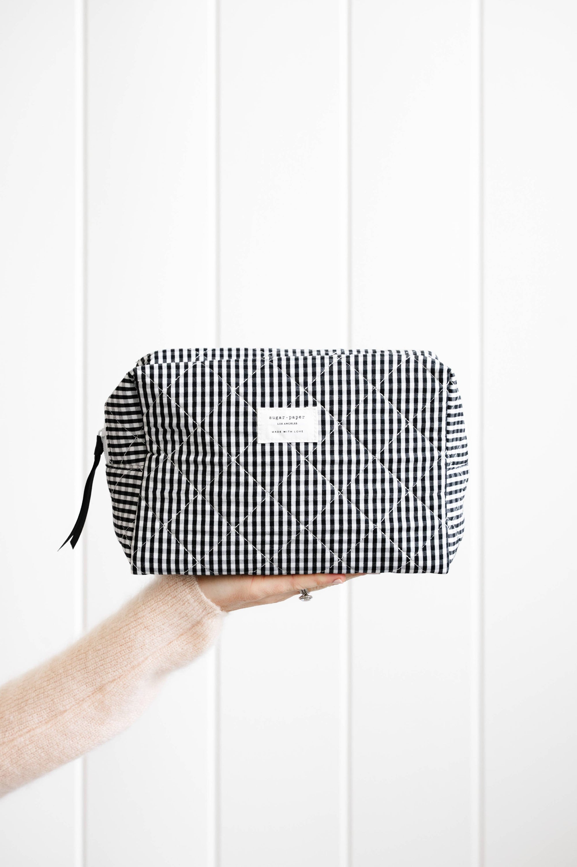 Sugar Paper Cosmetic Pouch | Quilted Gingham Makeup &amp; Travel Bag