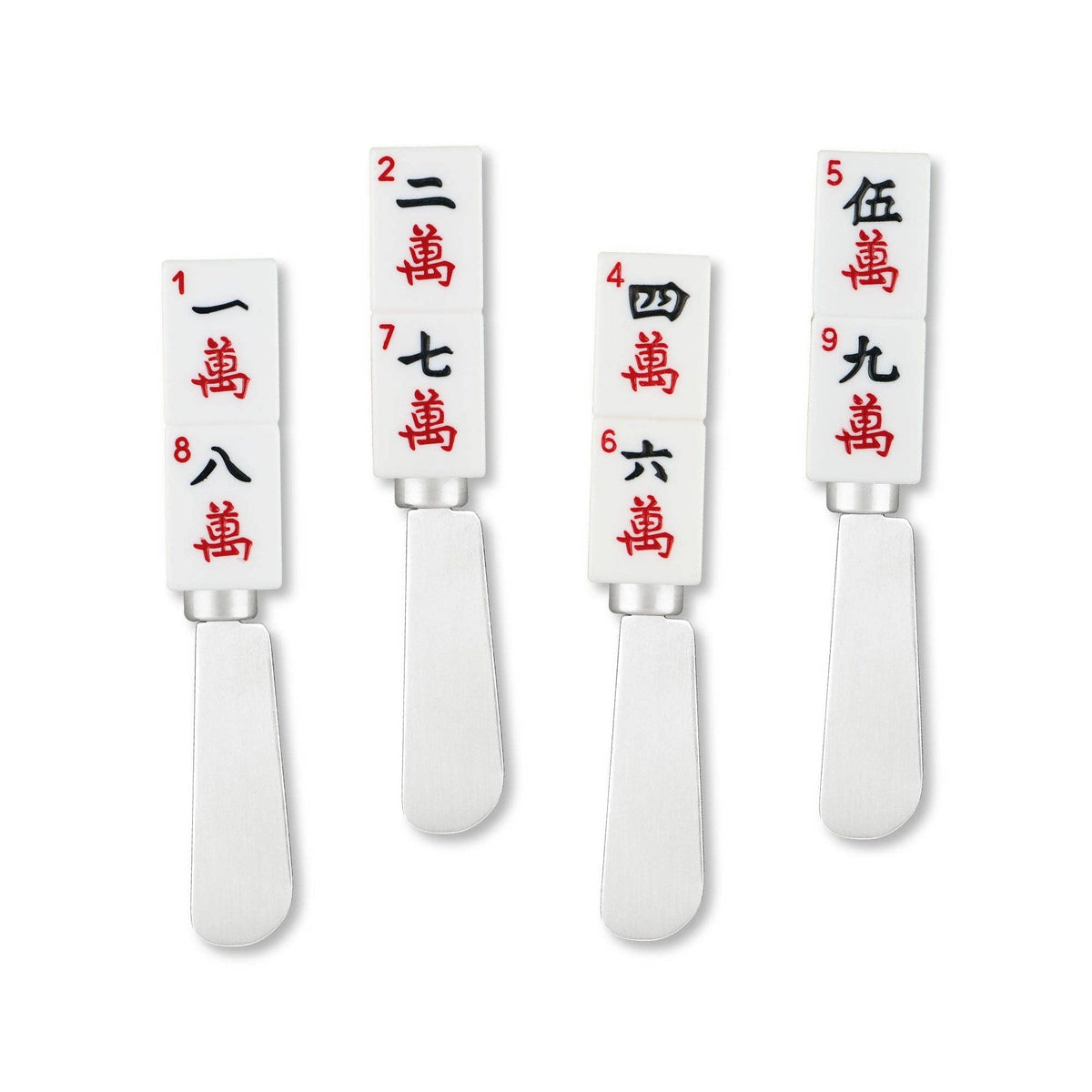 4-Piece Mahjong Characters of Wisdom Resin Cheese Spreader