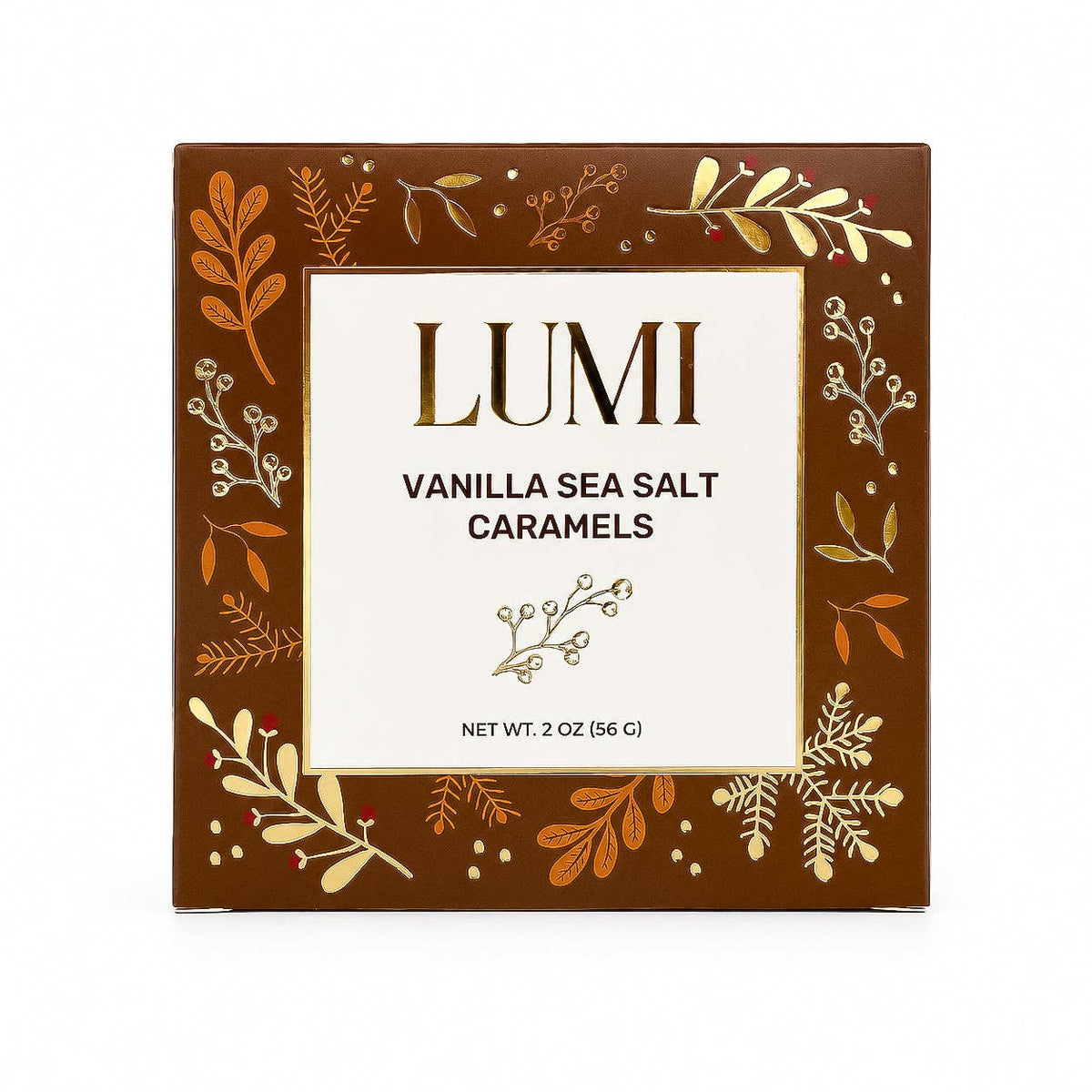 Fall Vanilla Sea Salt Caramels – Brown Box, 2 oz