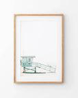 California Coastal Life Themed Print. Blue Lifeguard Hut