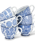 Blu/Wht Handled Cup-6 Asst-4.5"D-1483