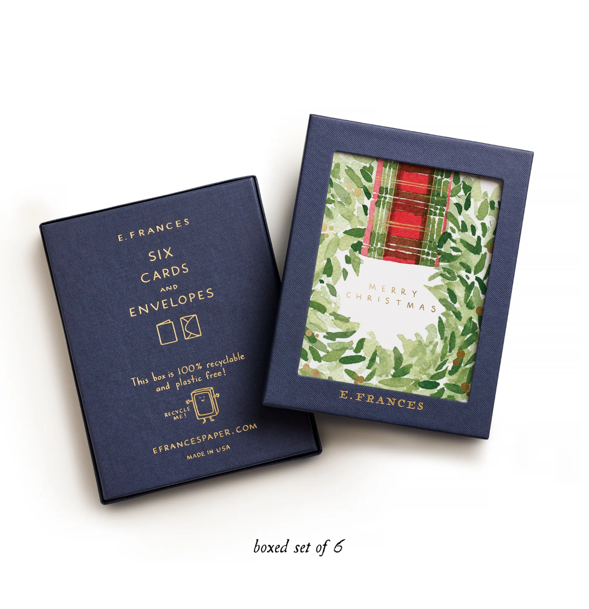 Plaid Ribbon Wreath | Christmas Cards (Boxed Set of 6)