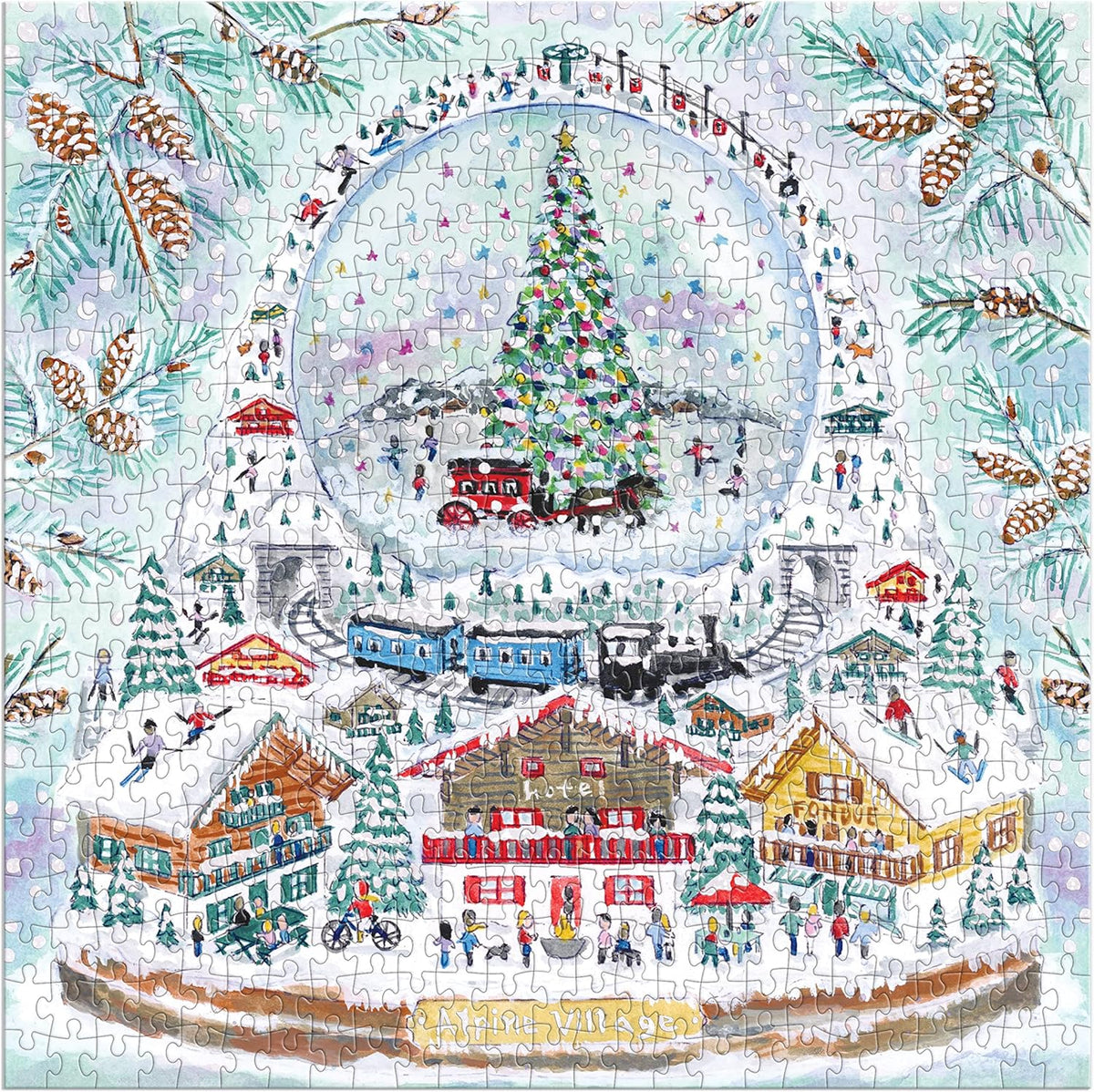 Alpine Village Snowglobe 500 Piece Foil Puzzle - Michael Storrings