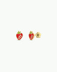 Strawberry Enamel Flat Back Kids Earrings