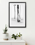 Black White Boho Summer Poster. Surfboard, Palm Trees