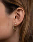 Gold Hoop - Large Rectangle - Earrings