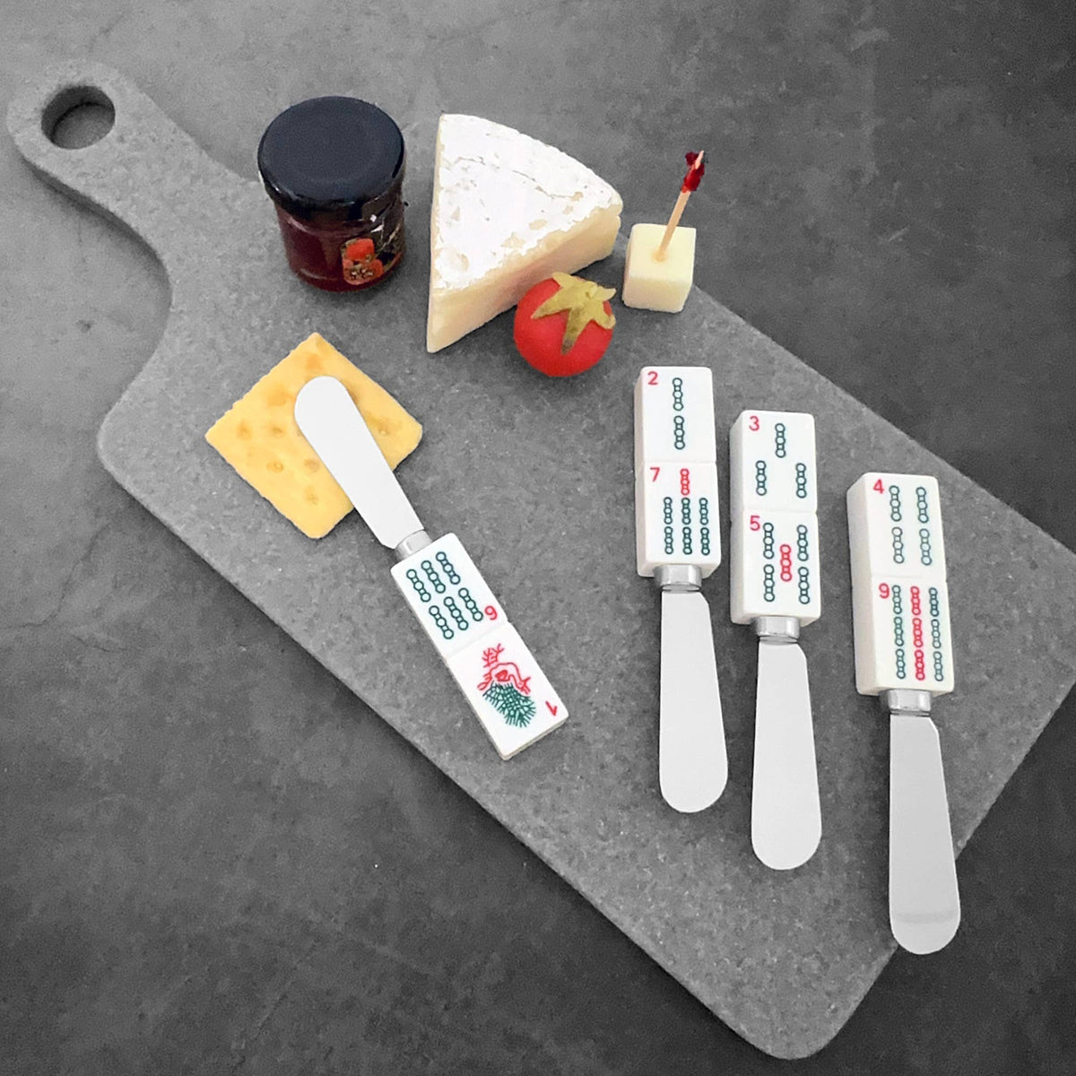 4-Piece Mahjong Bamboo Charm Resin Cheese Spreader