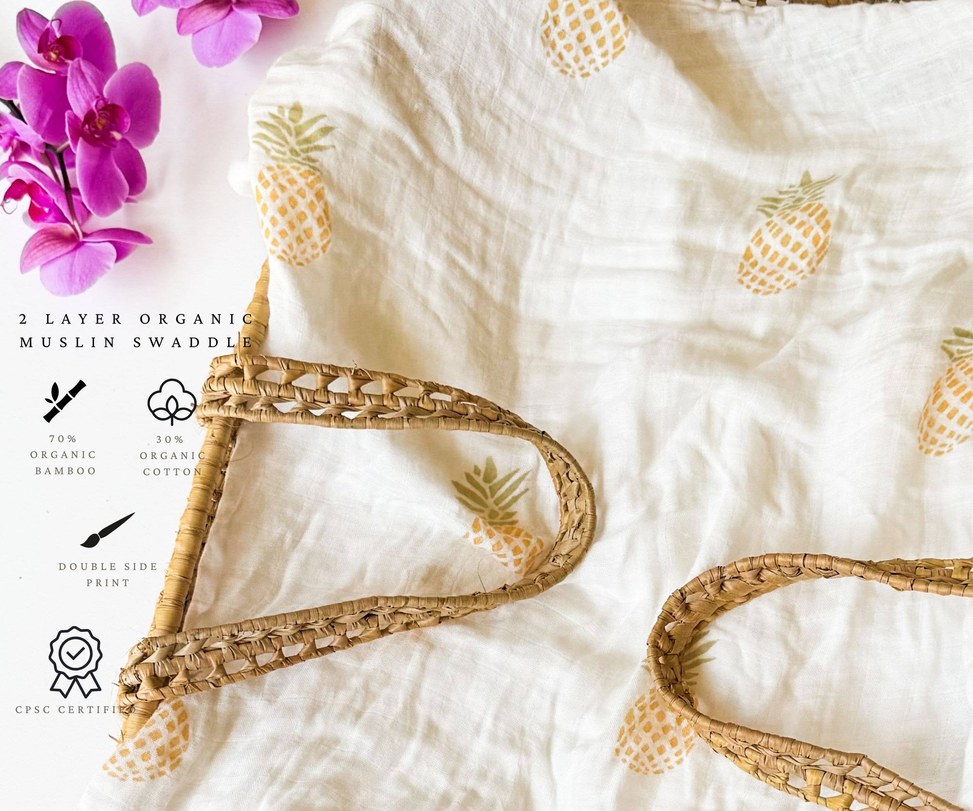 Pineapple Muslin Organic Baby Swaddle