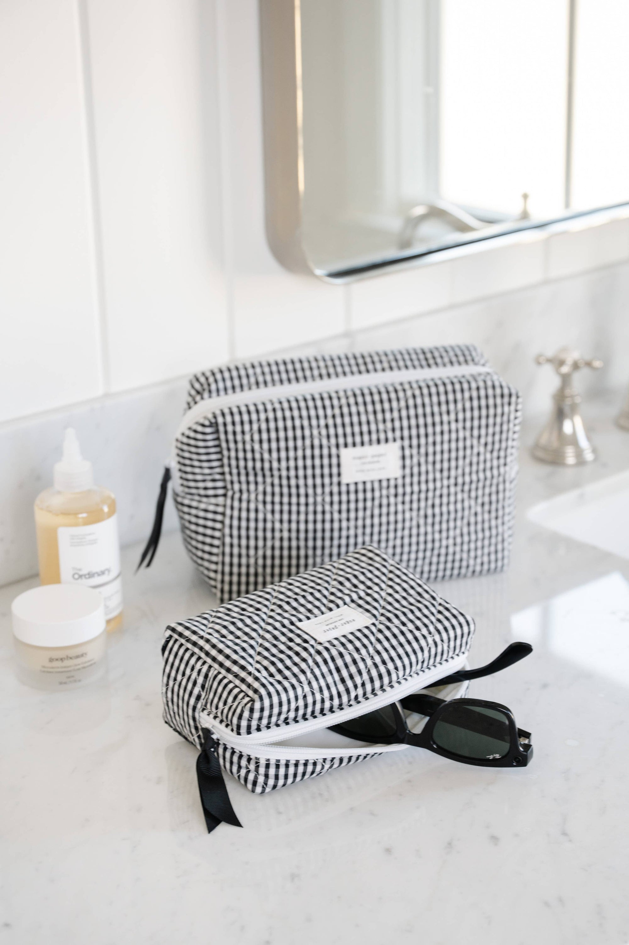 Sugar Paper Cosmetic Pouch | Quilted Gingham Makeup &amp; Travel Bag
