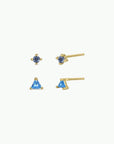 Birthstone Stud Gold Earrings Set - March