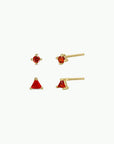 Birthstone Stud Gold Earrings Set - January