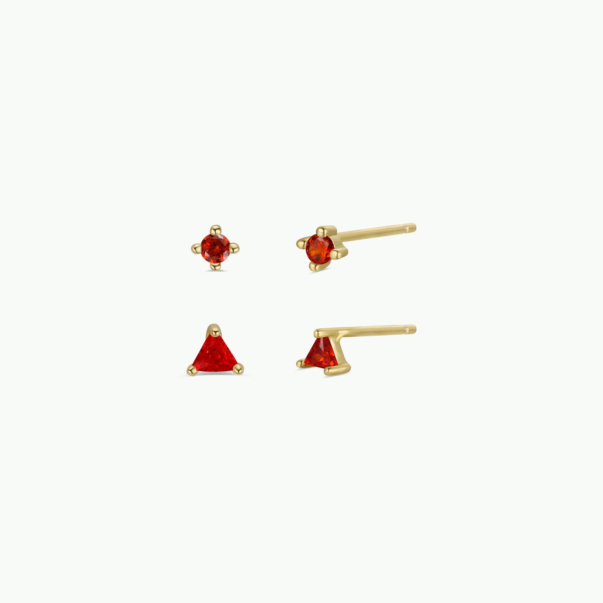 Birthstone Stud Gold Earrings Set - July