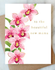 Orchid Mama Greeting Card | New Mom Baby Shower Card