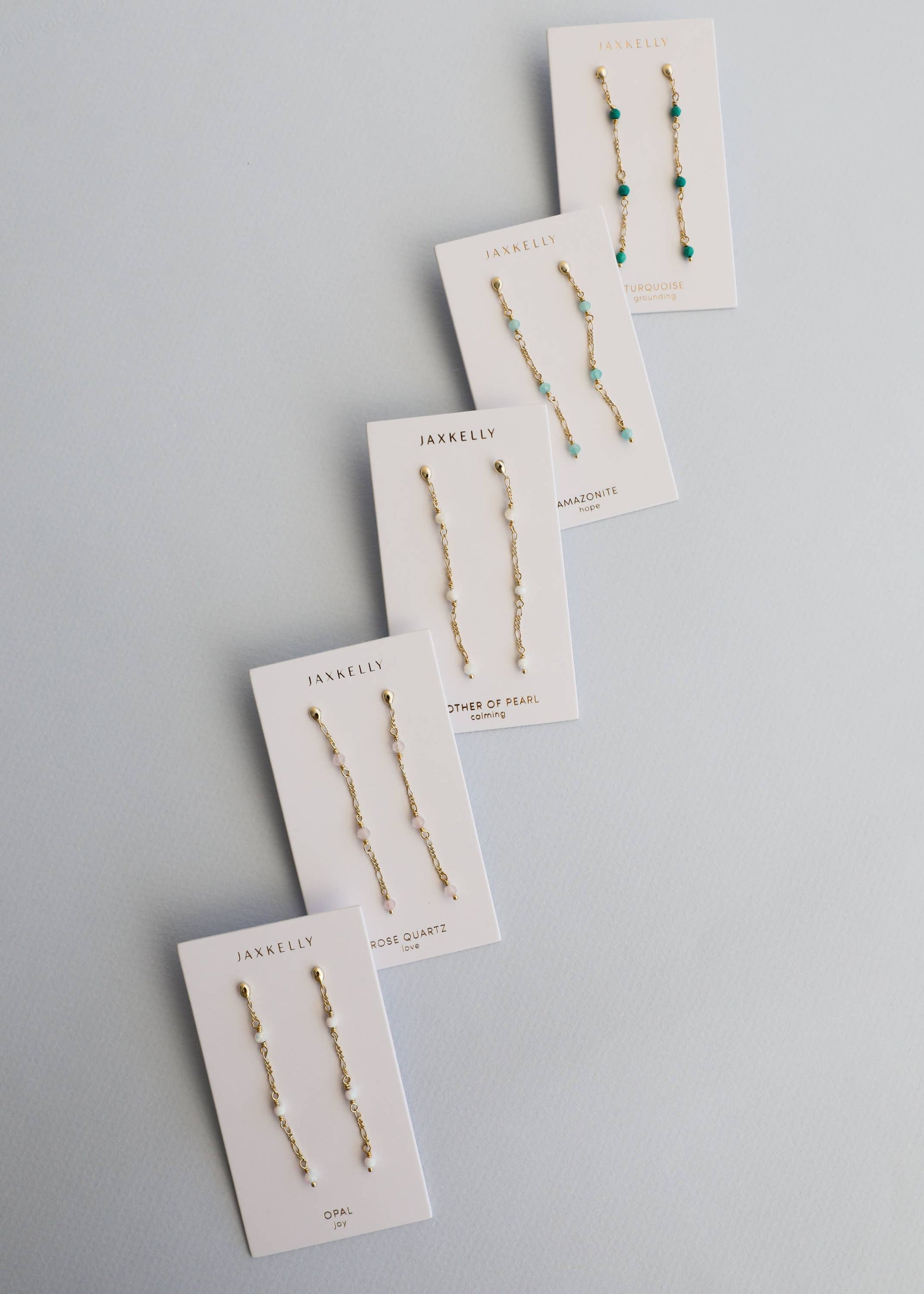 Gemstone Chain Drop Earring - White Opal