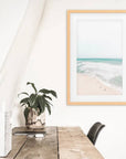 Neutral Summer Photo. Blue Ocean Waves, Sandy Beach