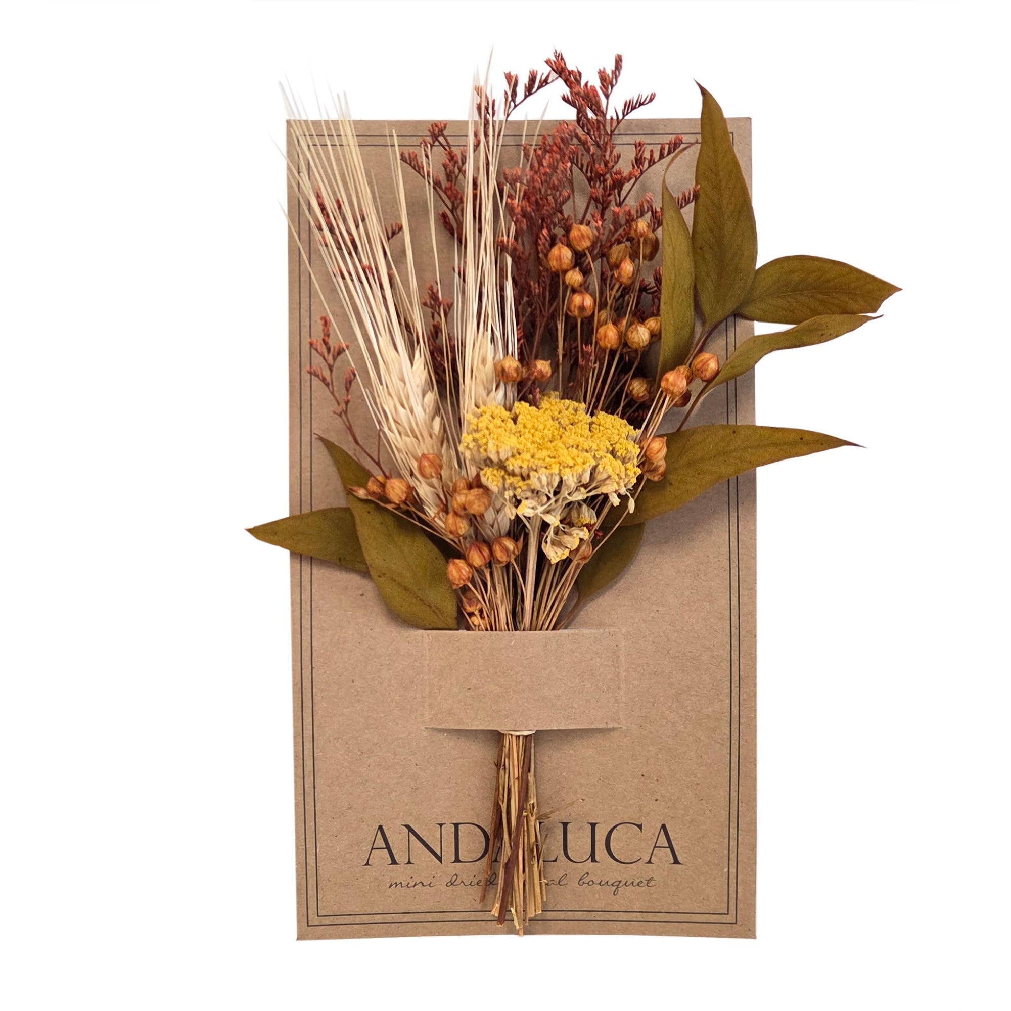 Yarrow &amp; Autumn Foliage Mini Dried Botanical Bouquet – 8"