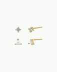 Birthstone Stud Gold Earrings Set - June