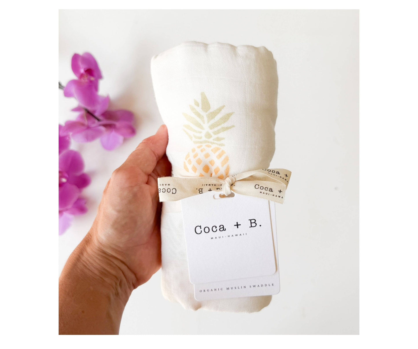 Pineapple Organic Baby Swaddle | Tropical Nursery Decor