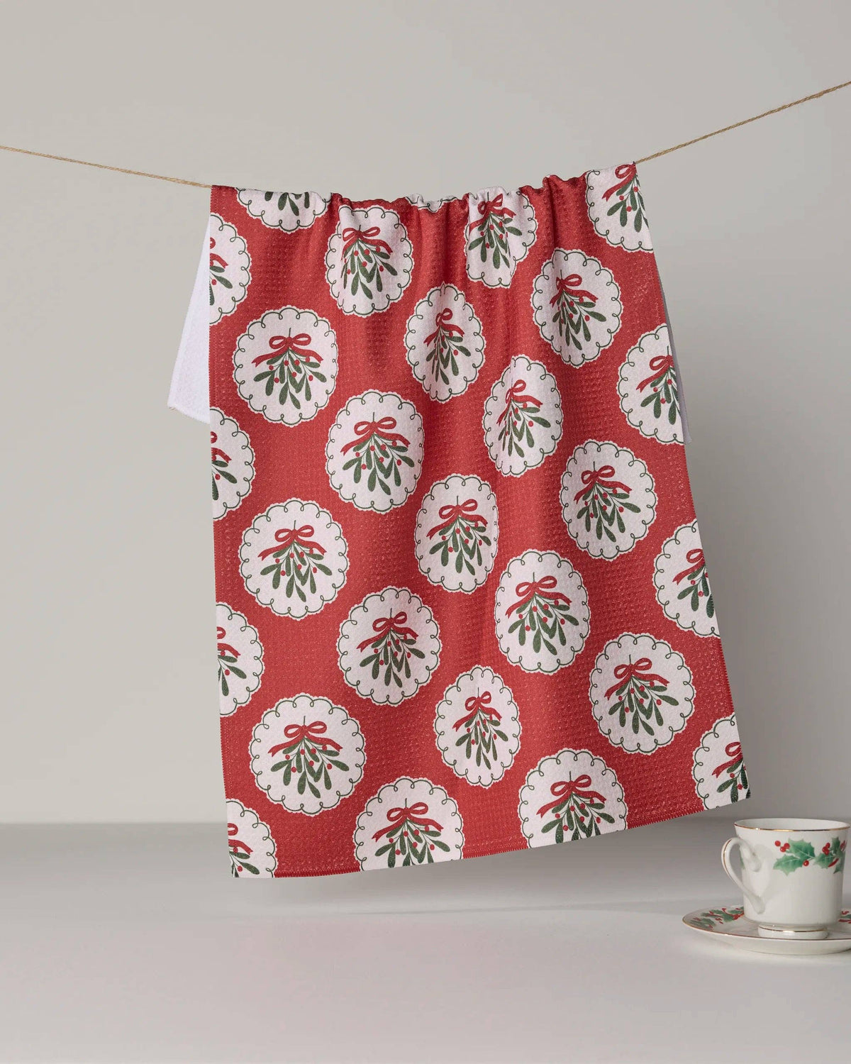 Merry Mistletoe -Geometry Kitchen Tea Towel