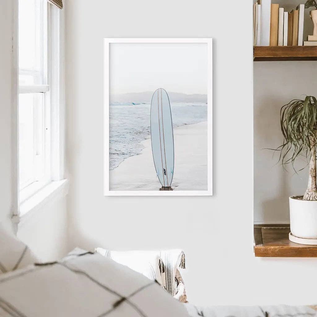 Blue Surfboard Print. Ocean Beach Wall Art: 16x20 inches / Print - unframed