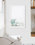 California Coastal Life Themed Print. Blue Lifeguard Hut