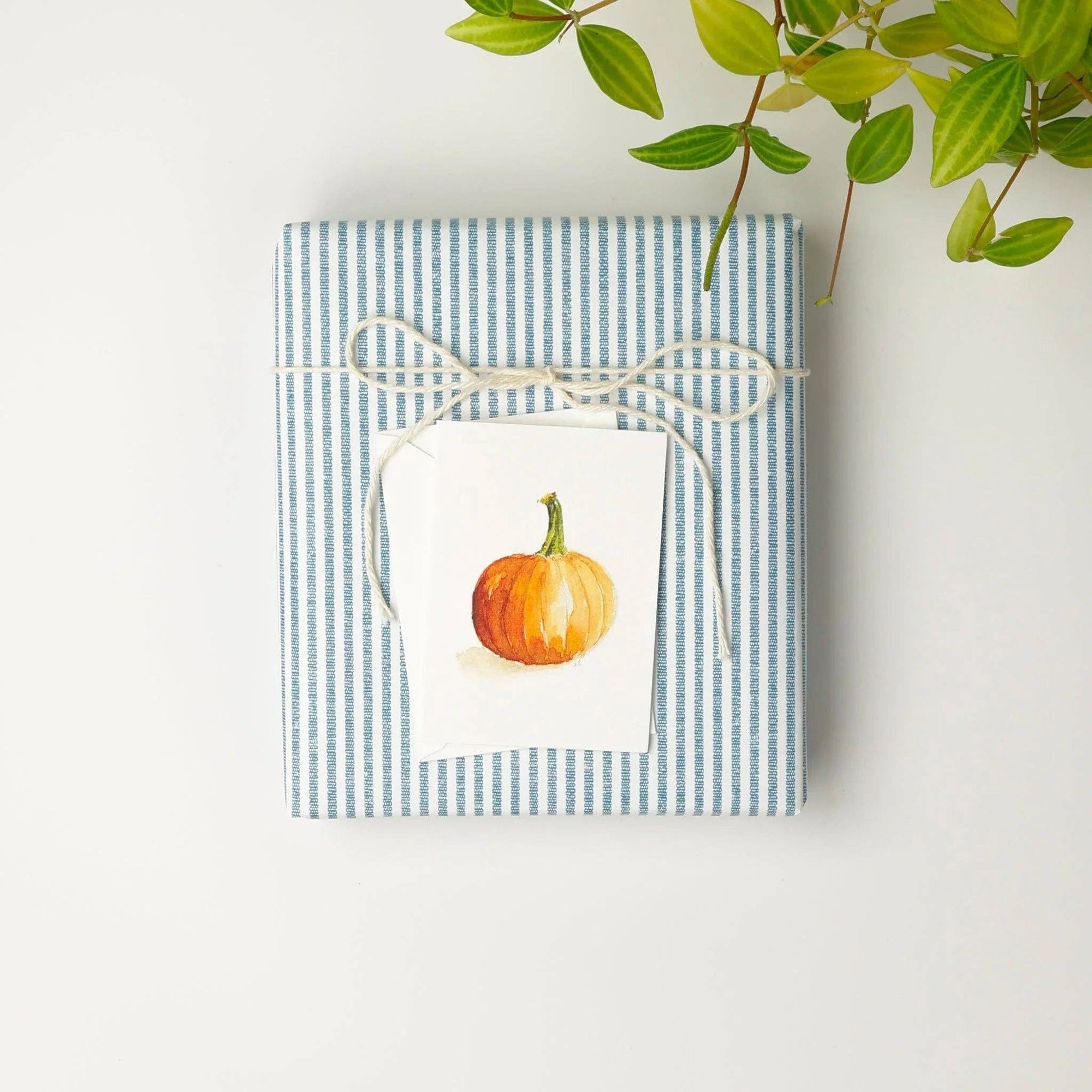 Orange pumpkin autumn mini enclosure notecard