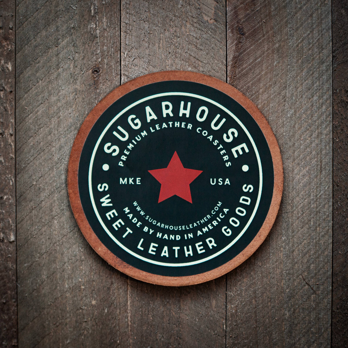 Huntington Beach California Leather Coaster